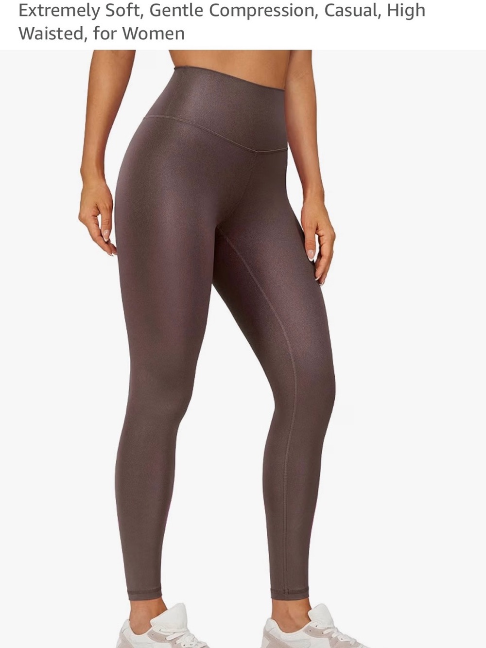 High-Waist Women's matte faux leather Leggings — Brown